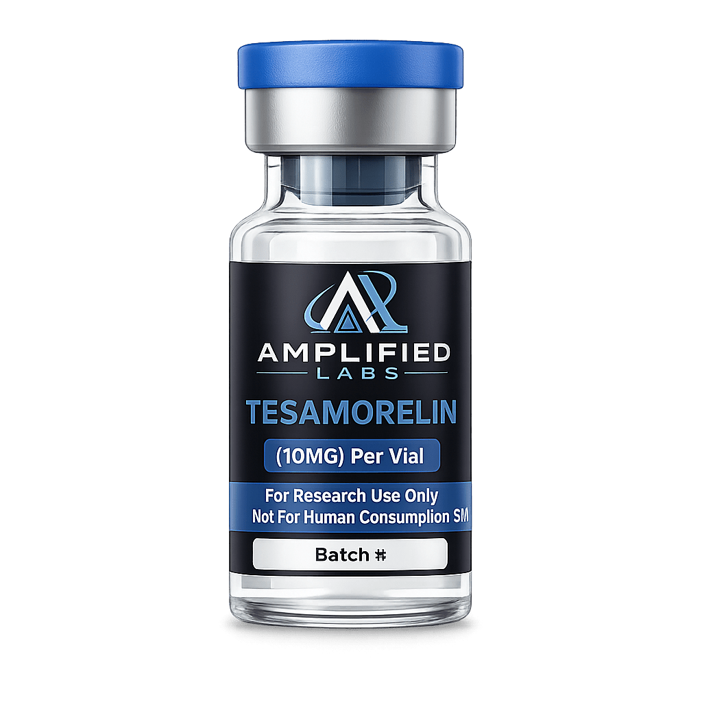 Tesamorelin - Growth and Performance Peptide 1 Tesamorelin 10mg researhc peptide amplified labs in 3mL vial