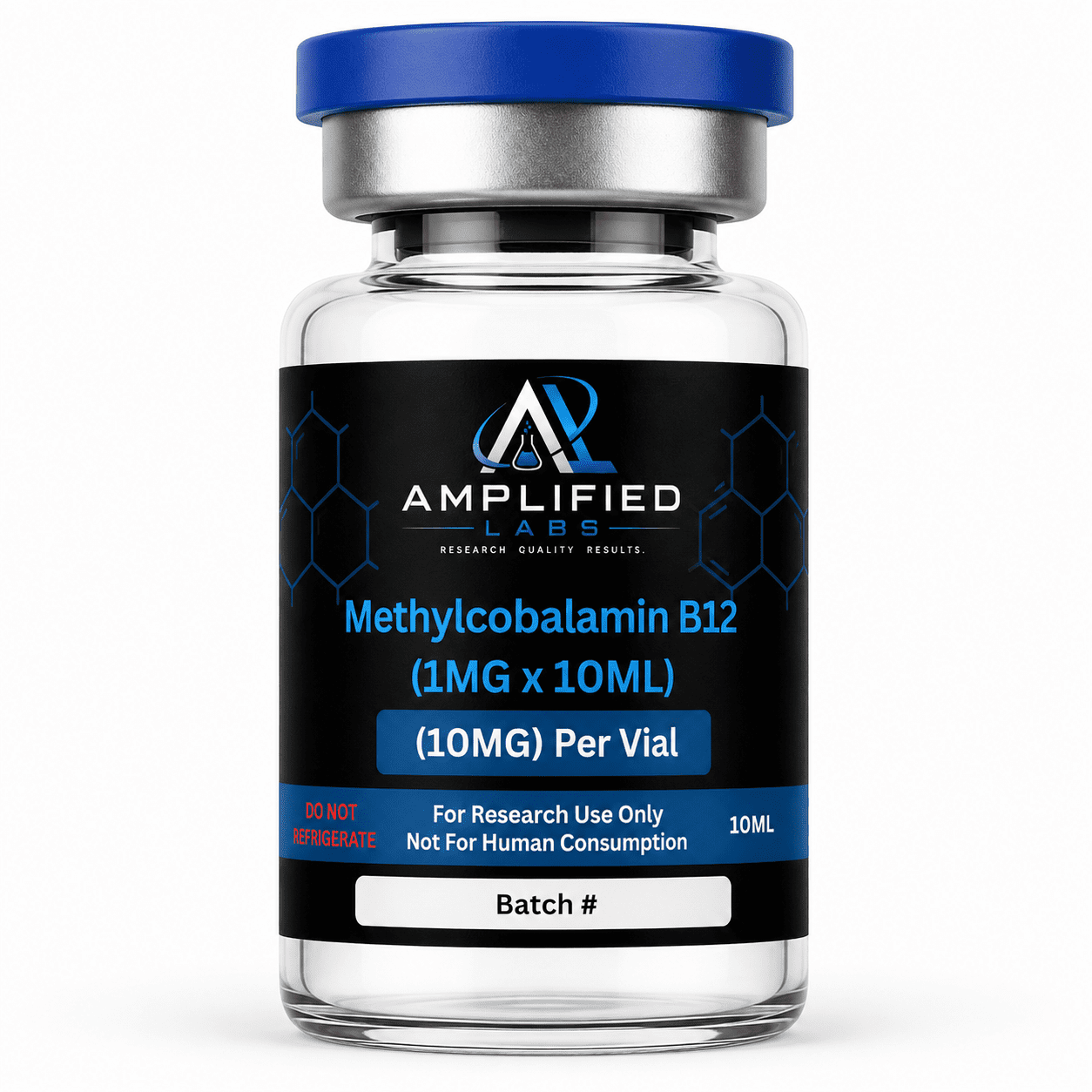 Methylcobalamin B12 - Amino Acid and Lipotropic Compound 1 Methylcobalamin B12 research compound vial studied for its role in vitamin B12–dependent biochemical and enzymatic pathway research, for in vitro laboratory use