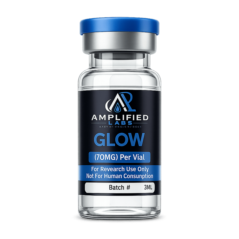 Glow Blend – 70mg (10mg TB-500 + 10mg BPC-157 + 50mg GHK-Cu) - Skin and Aesthetic Peptide 1 GLOW peptide blend 70mg in 3mL vial Amplified labs