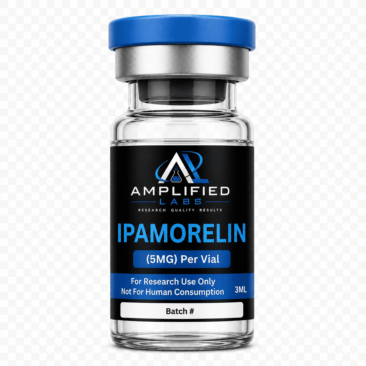 Ipamorelina - Péptido de crecimiento y rendimiento 1 Péptido de investigación Ipamorelin 5 mg en vial de 3 ml de Amplified Labs.
